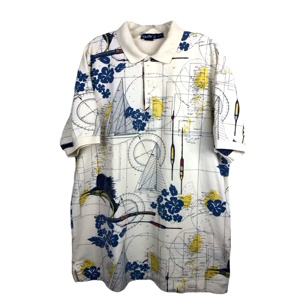NAUTICA Vintage 90s Short Sleeve Polo Shirt Fishing Sailing - Men’s XL